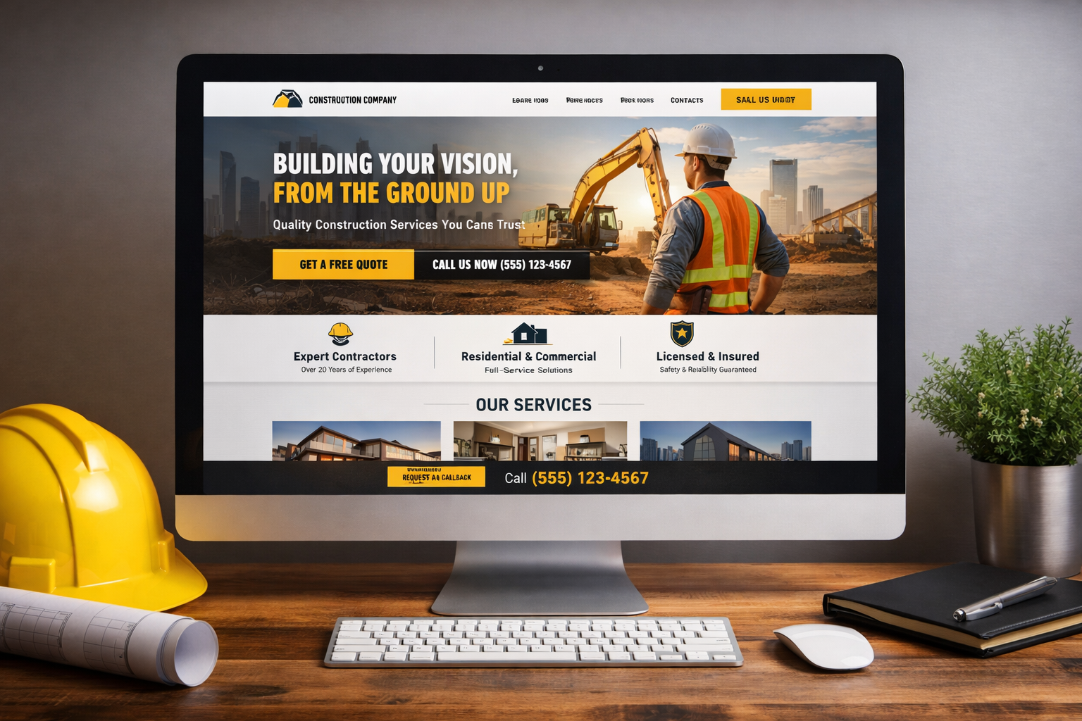 Professional custom website design mockup