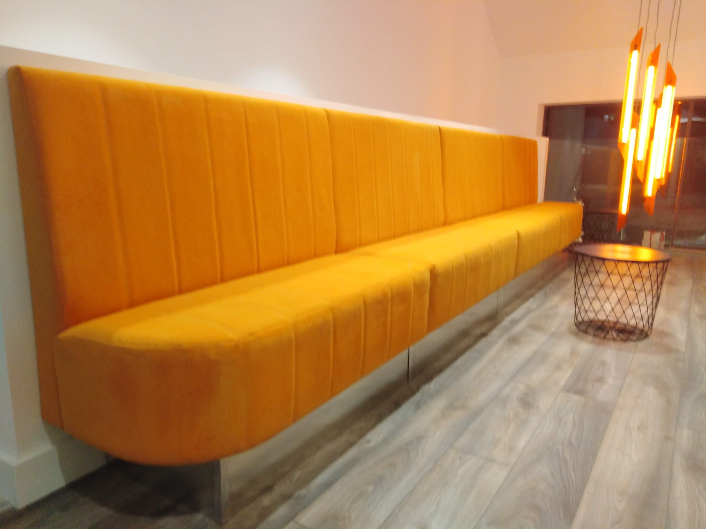 Custom furniture fabrication workspace showing professional craftsmanship