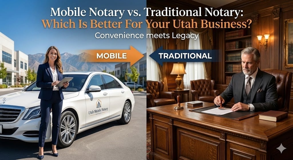 Mobile notary providing professional services to Utah business clients
