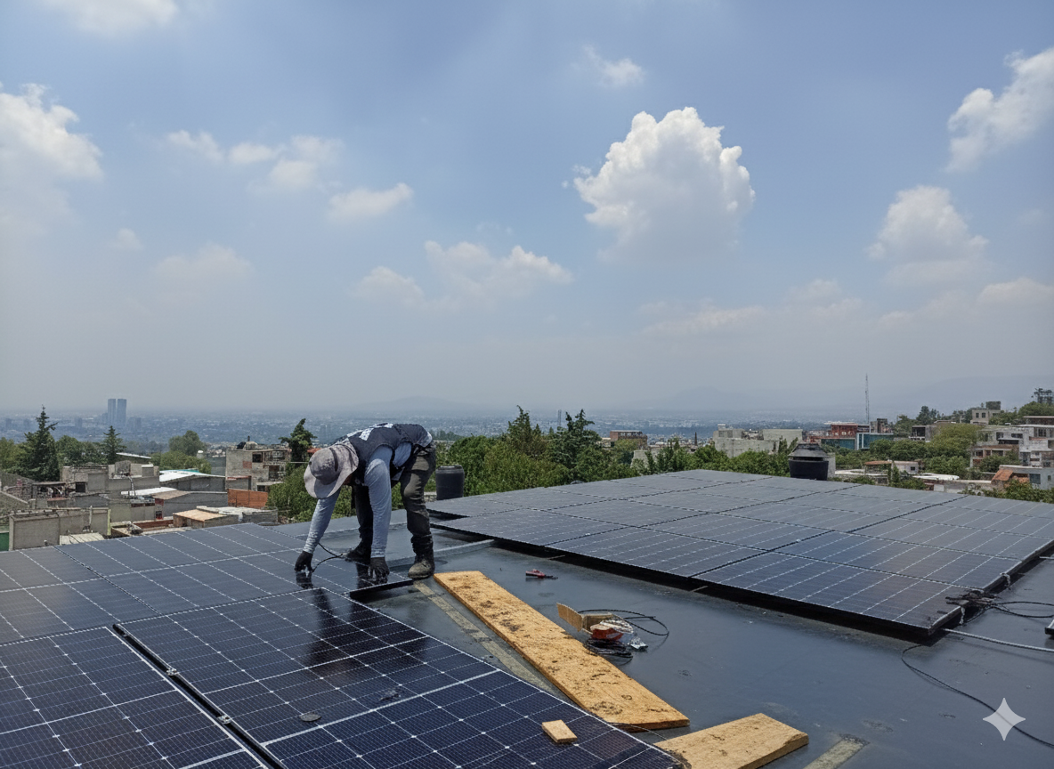 Casa contemporánea con instalación de paneles solares