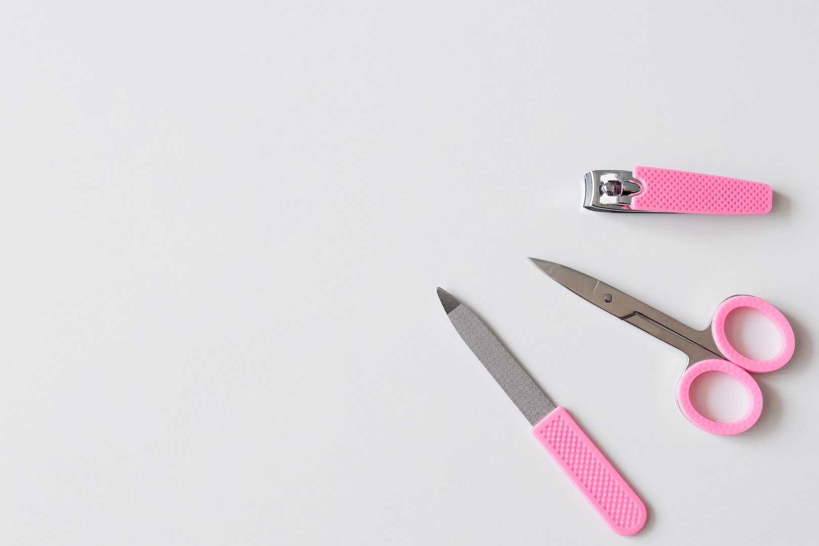 Tools of a manicure set on a white background
