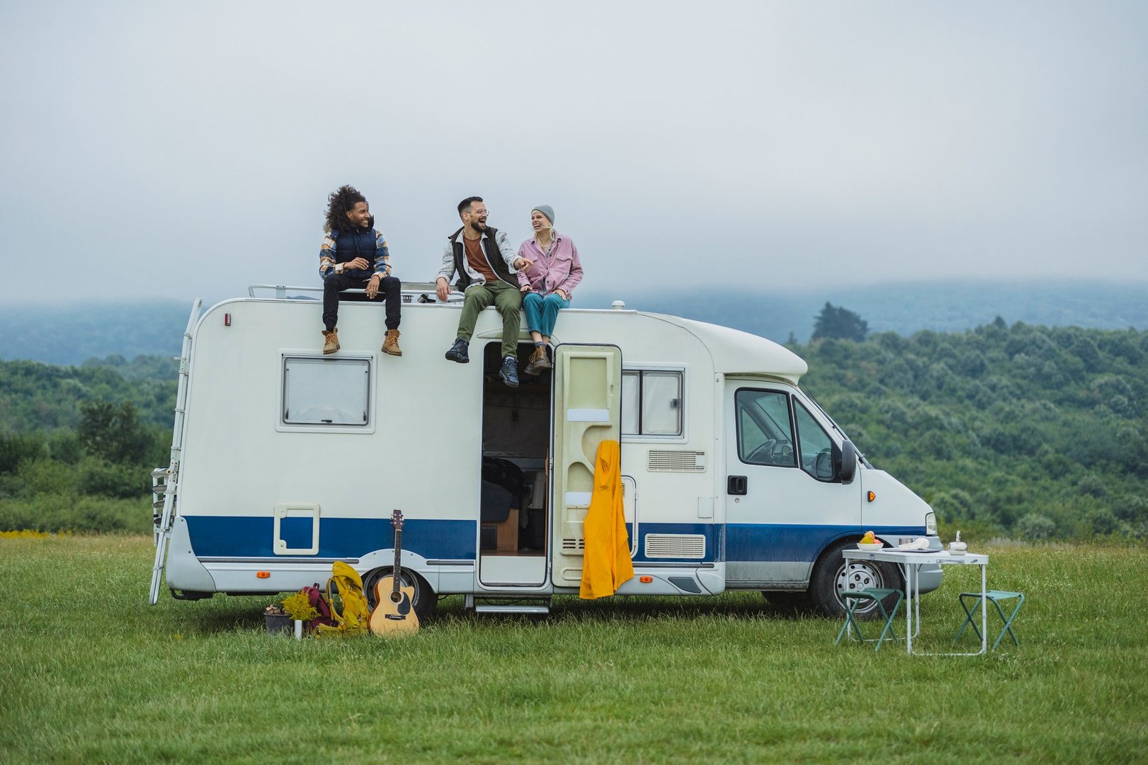 Friends on top of RV