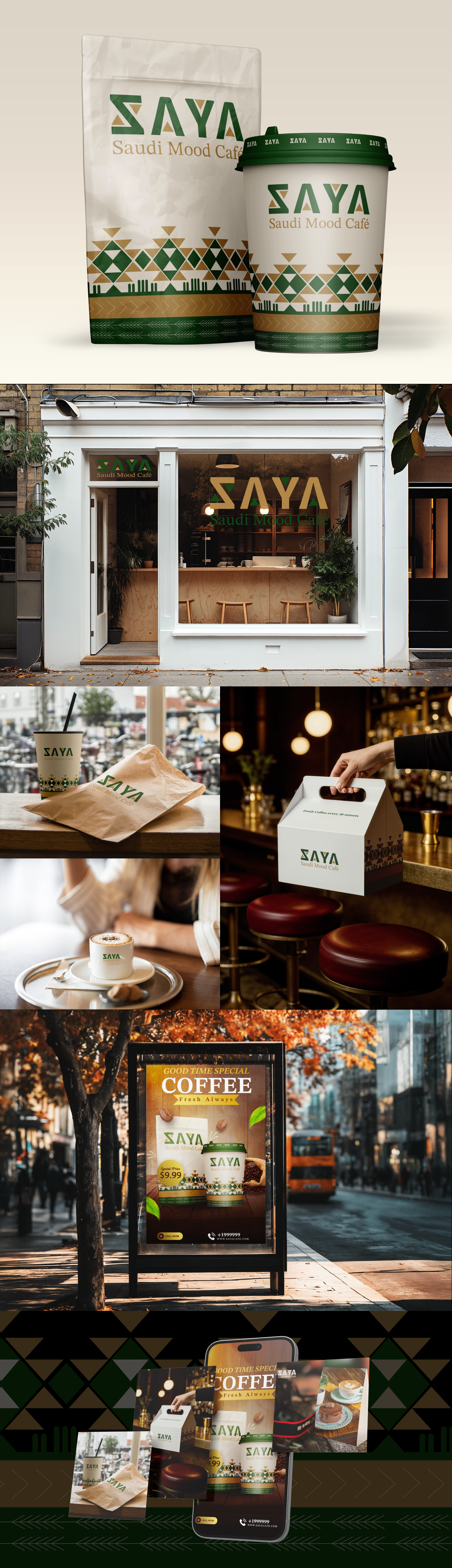 SAYA brand identity mockup