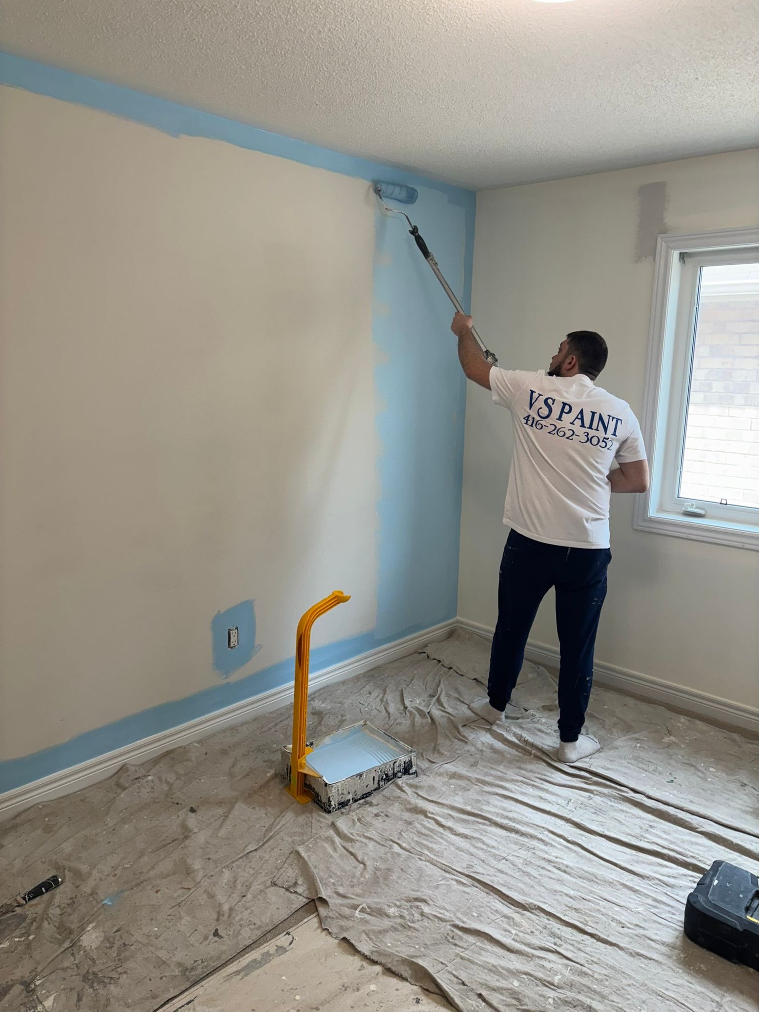 Interior painting transformation with accent wall