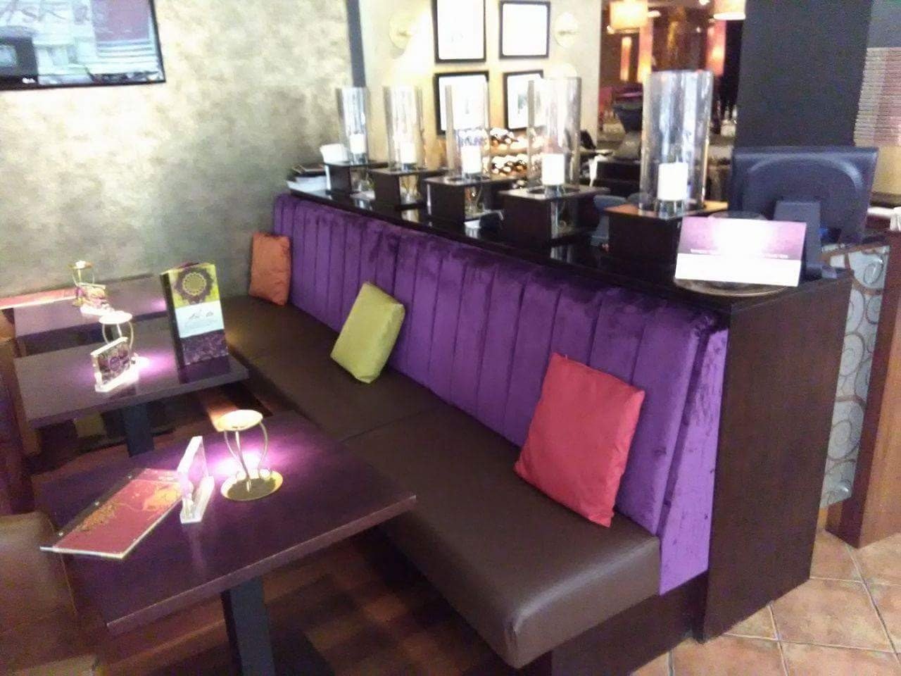Indian restaurant upholstery project showing professional seating