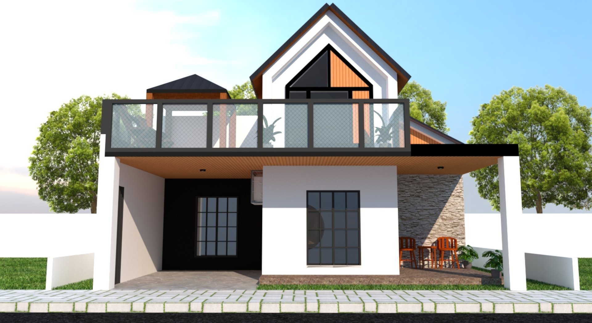 contemporary two-story house with modern design