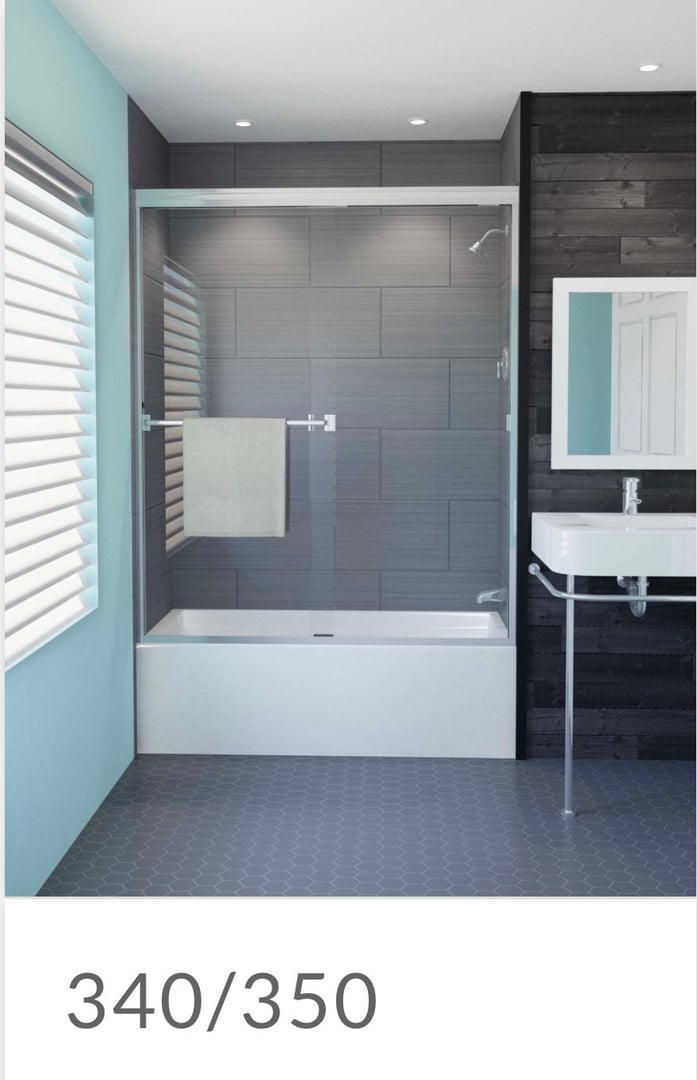 Model 340 / 350 sliding tub shower enclosure
