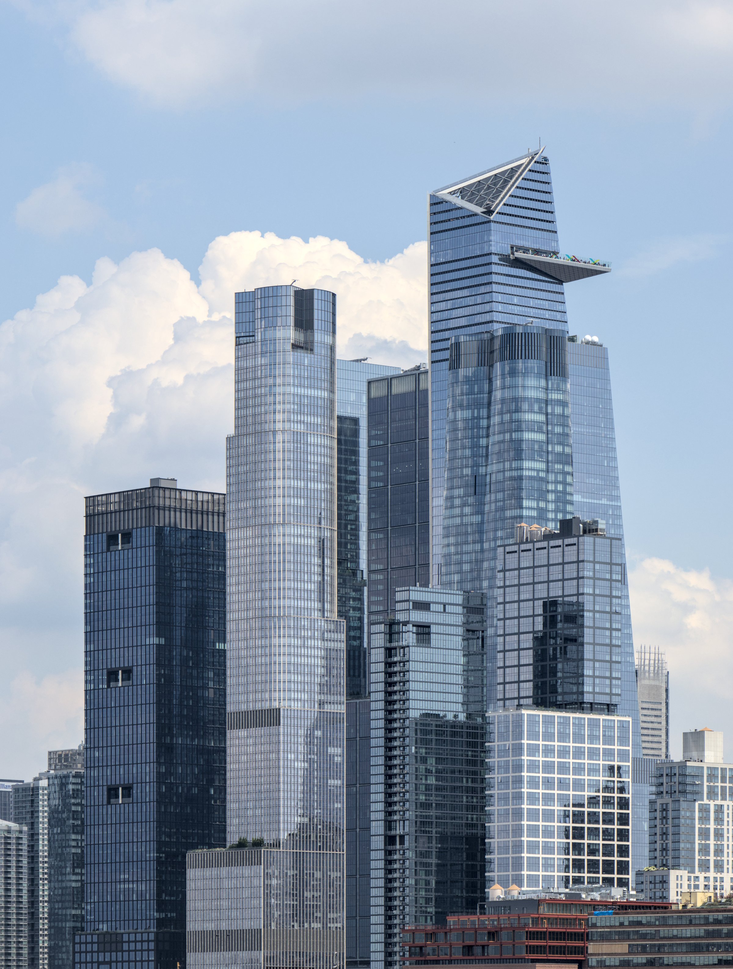 midtown manhattan west side skyline (close up of hudson buildings skycraper) yards nyc new york city waterfront metropolis urban towers
