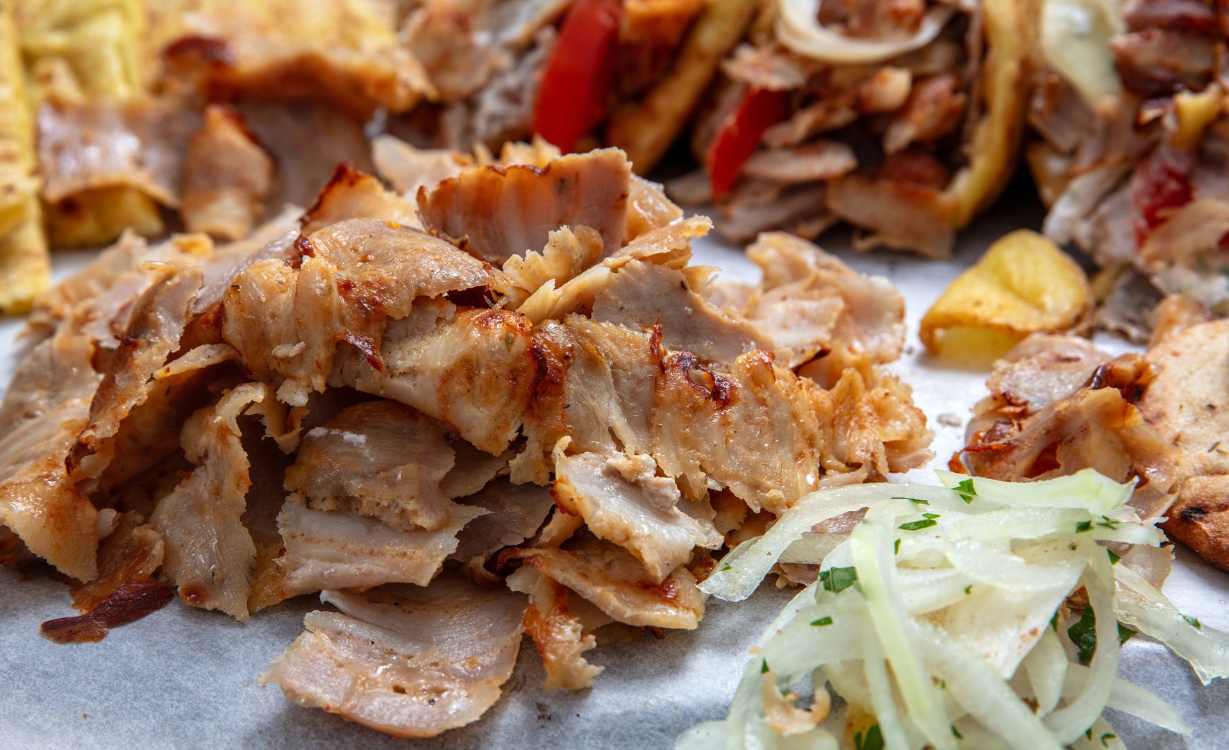 Gyro sliced meat closeup