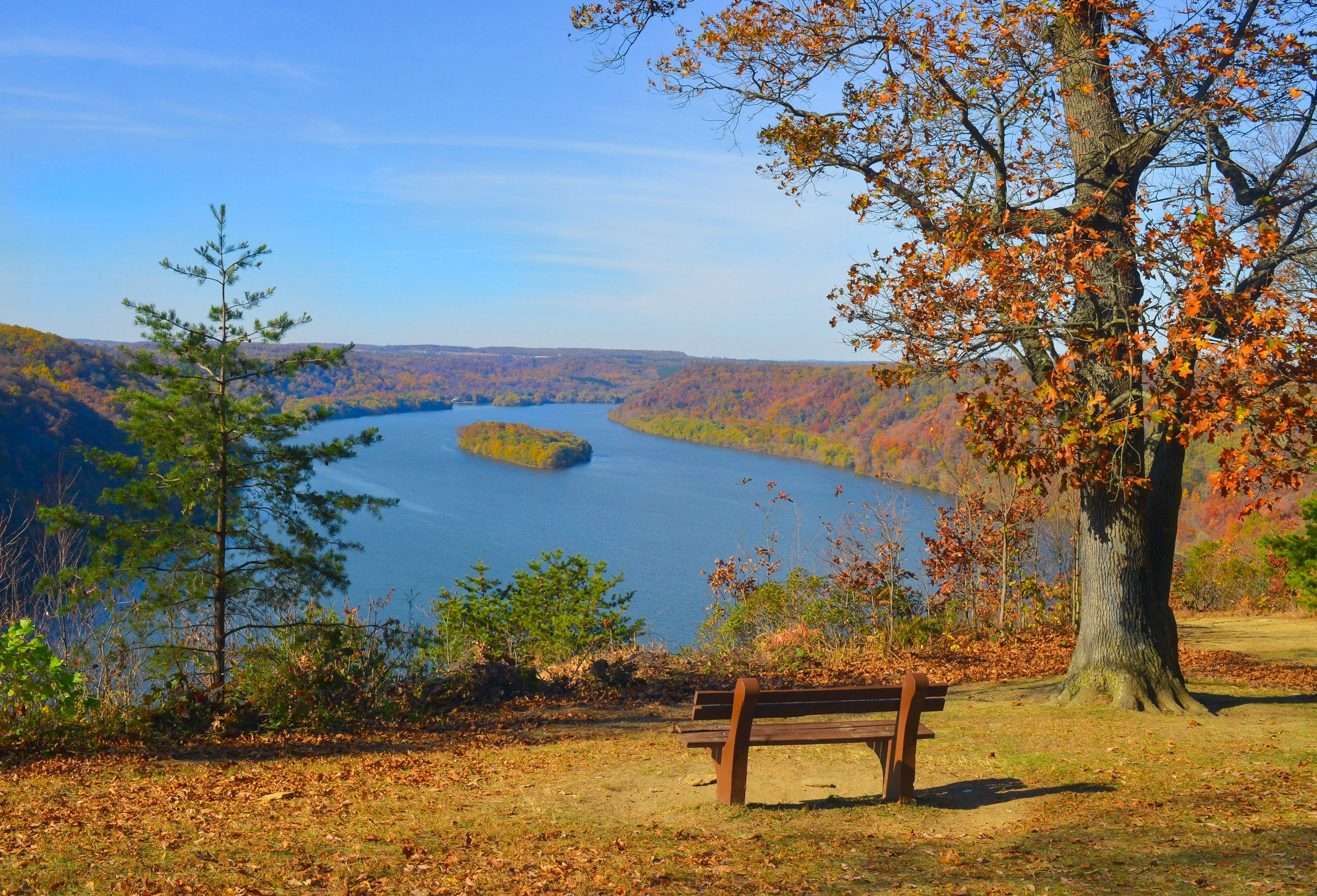 Beautiful autumn view from The Pinnacle Overlook in Susquehannock State Park, Lancaster County Pennsylvania
