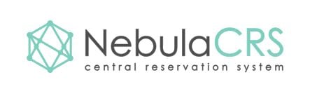 Logo of NebulaCRS featuring a geometric icon and the tagline 'central reservation system' in a modern, minimalist design.
