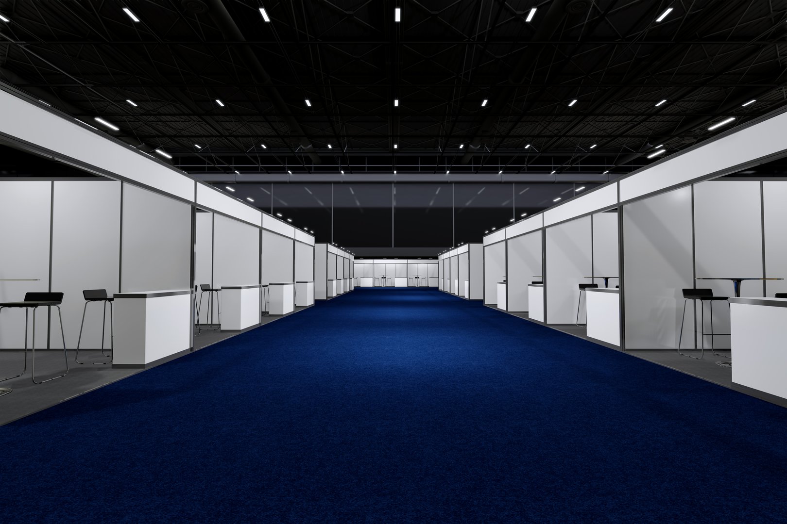 Exhibition stand for mockup and Corporate identity,Display design.Empty booth Design.Retail booth elements in Exhibition hall.booth Design trade show.Blank Booth system of Graphic Resources.3d Background for online Event,conference,live.3d render.