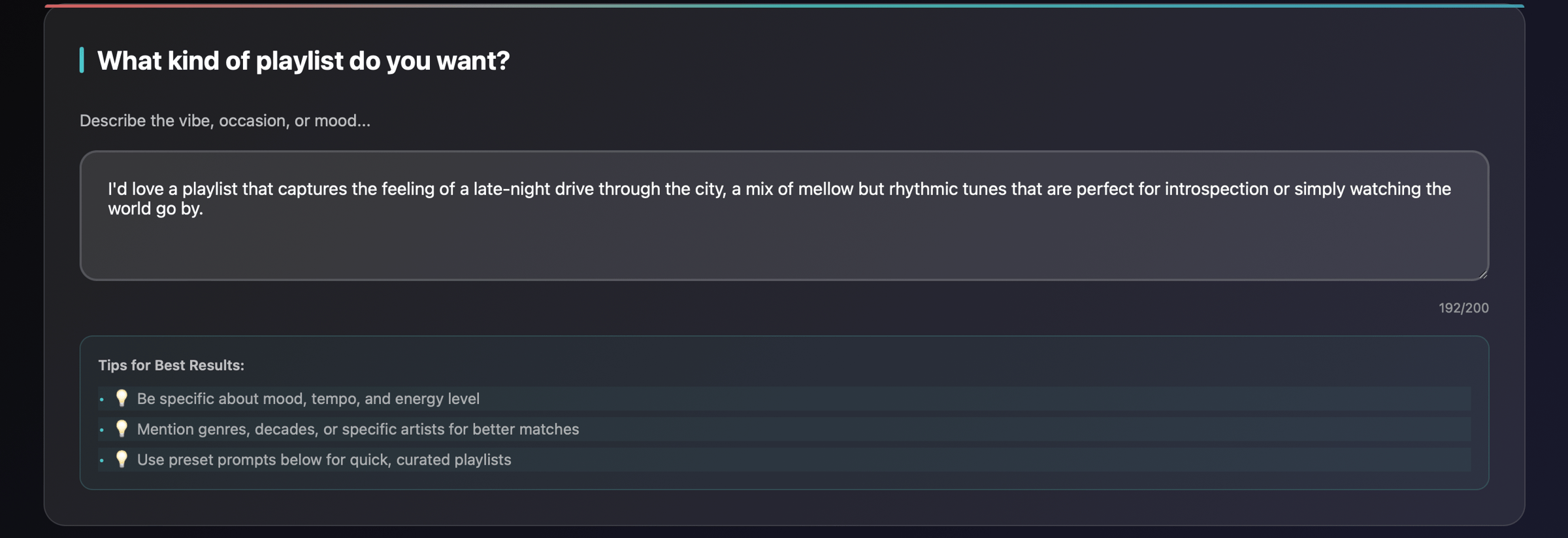 Playlist Generator screenshot