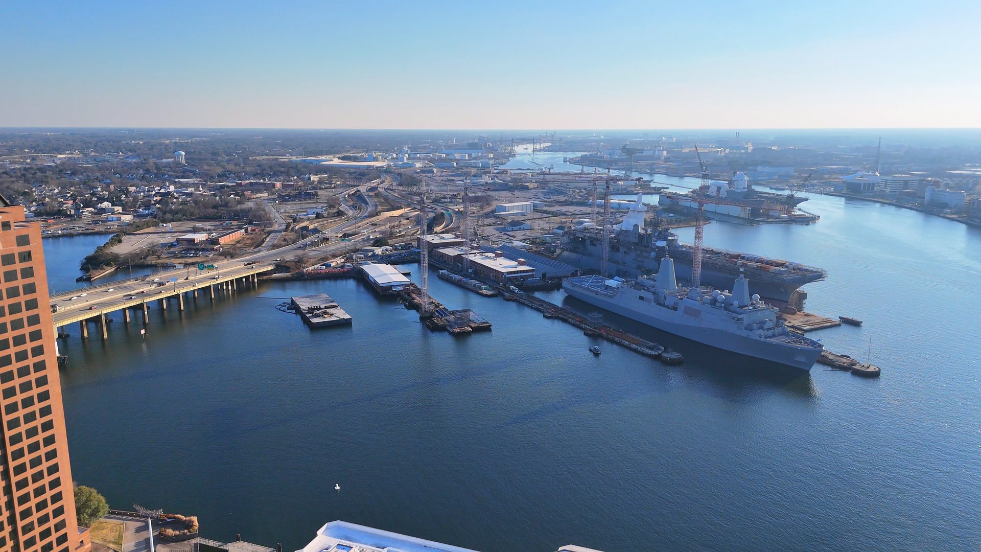 Florida naval port coastal aerial view