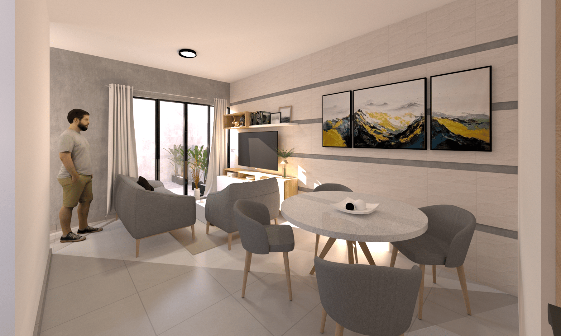 Estancia/comedor del departamento Tipo Nivel 1