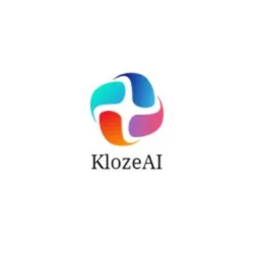 Logo of KlozeAI featuring a colorful, swirling emblem above the text KlozeAI on a white background.
