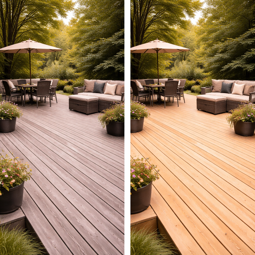 Curved deck after restoration