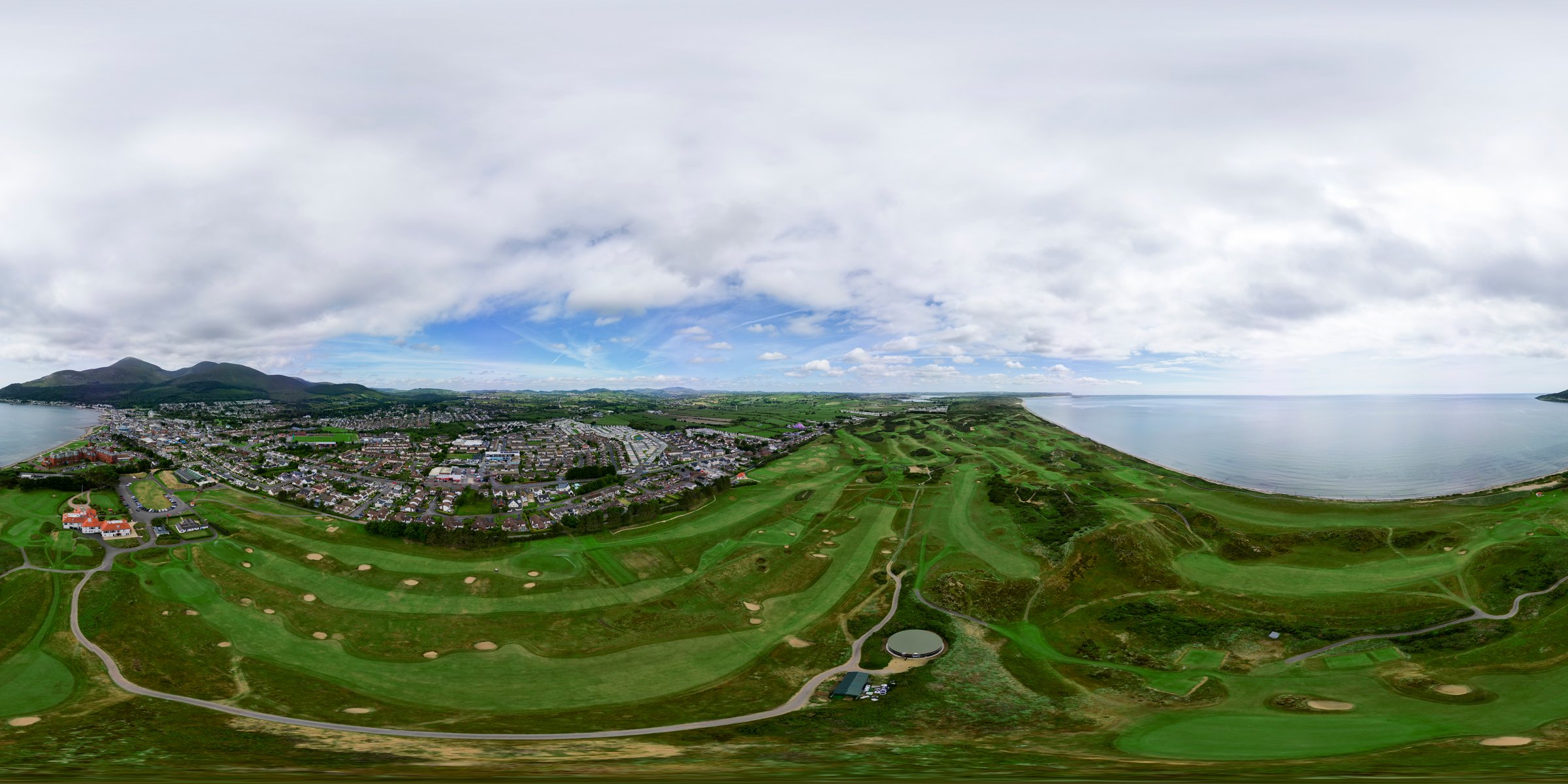 360 degree photosphere of Royal County Down golf course, Newcastle, County Down, Northern Ireland.