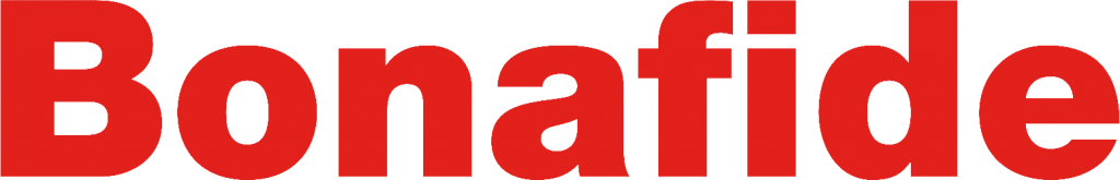 The word Bonafide in bold red letters on a transparent background.