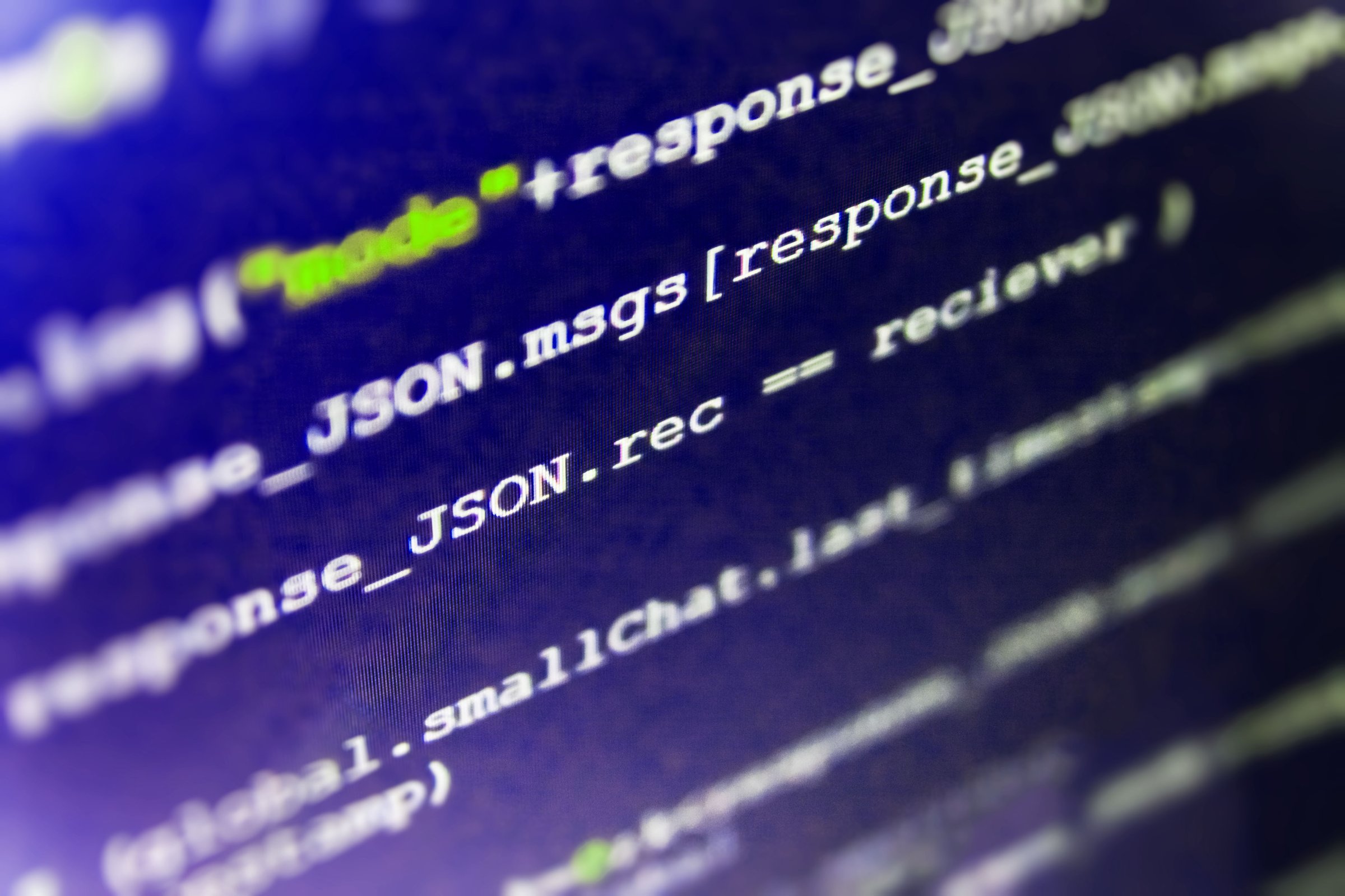 Website programming, source code close-up. Innovative startup project. Computer program preview.