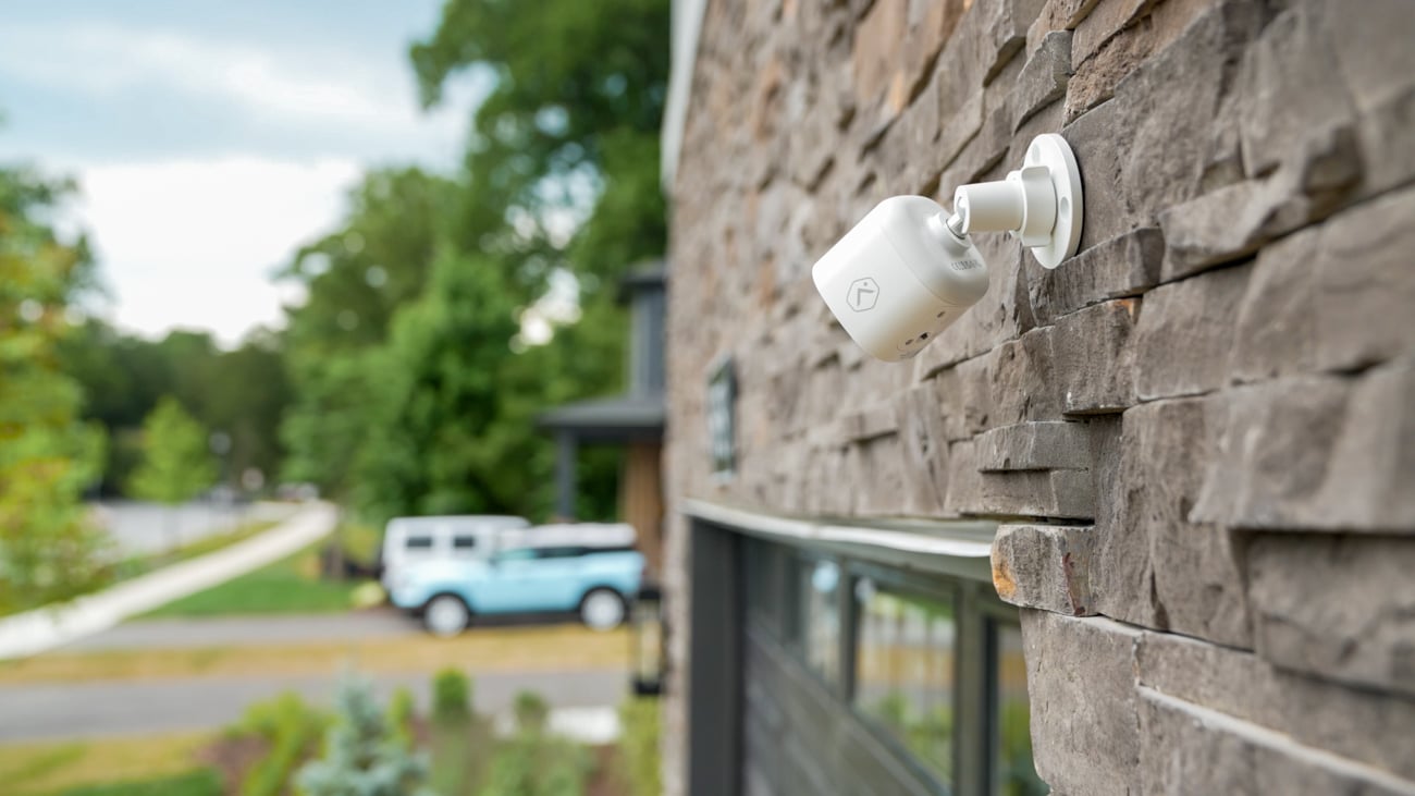 Security camera and private house on the background
