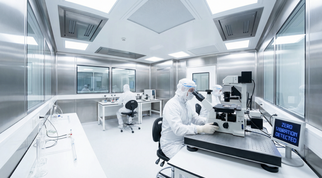 Thermoacoustic cooling system in clean room pharmaceutical laboratory