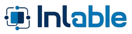 Logo of Inlable with a stylized blue letter i enclosed in a square and connected circles on a dotted background.