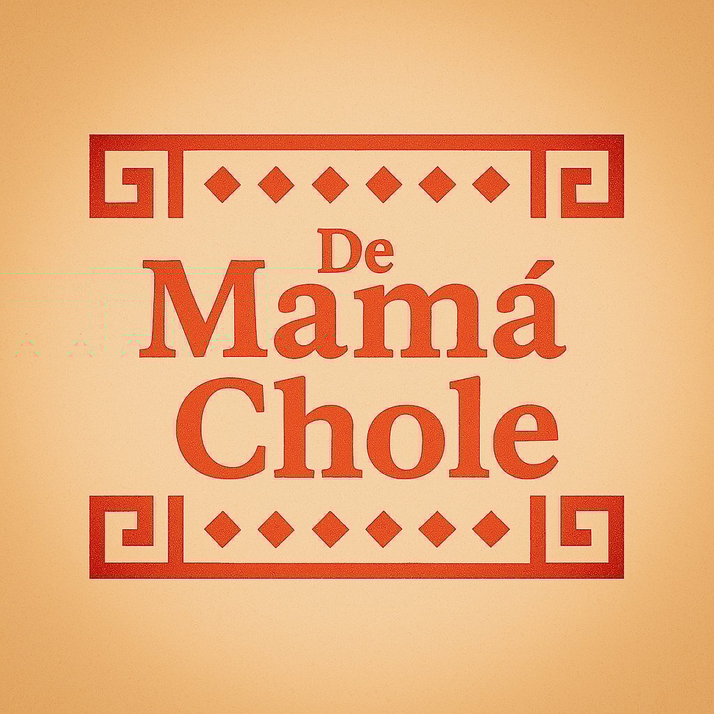 Logo De Mamá Chole con bordes decorativos sobre fondo beige