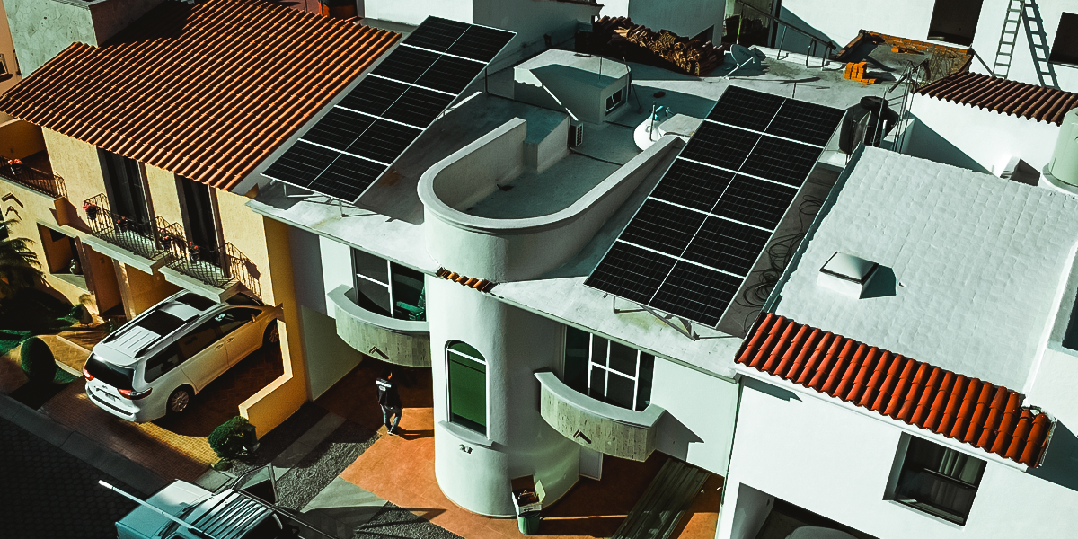 Solar Panels on the Roof of a Modern House