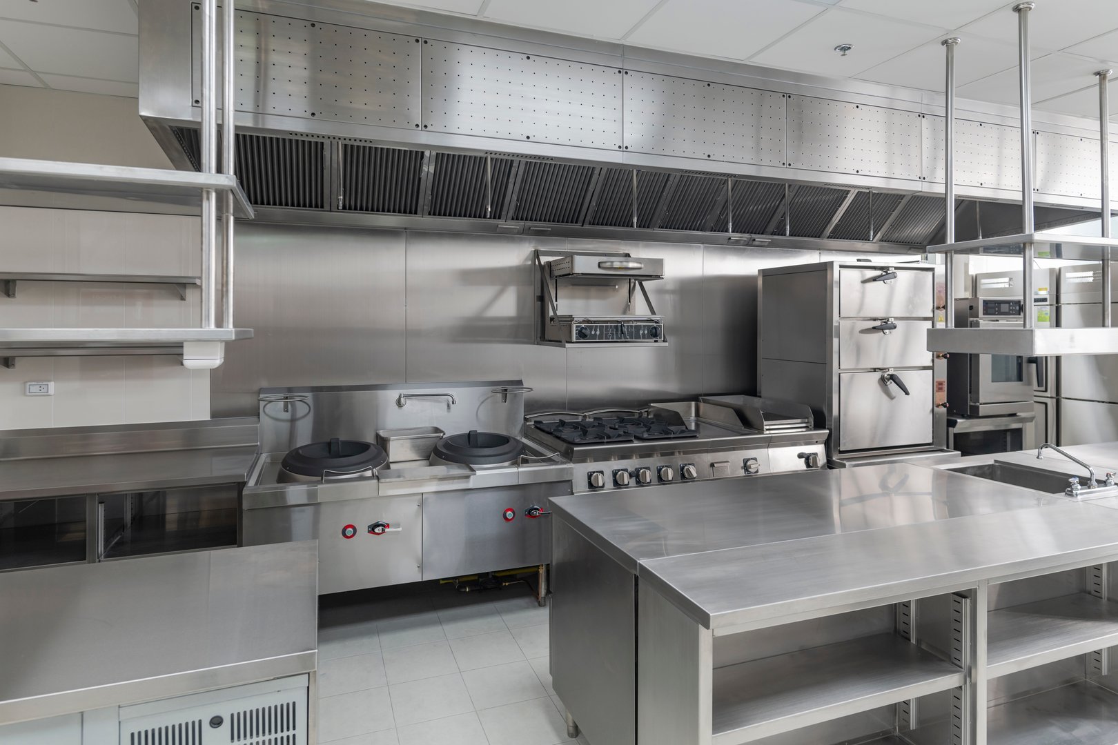 Modern industrial kitchen with professional equipment