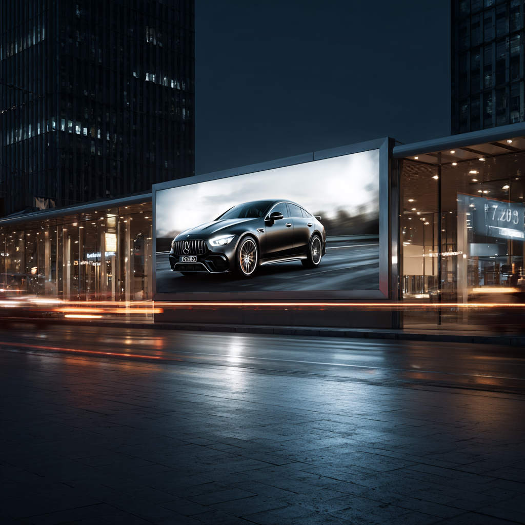 Luxury automotive advertising displayed on a premium outdoor billboard