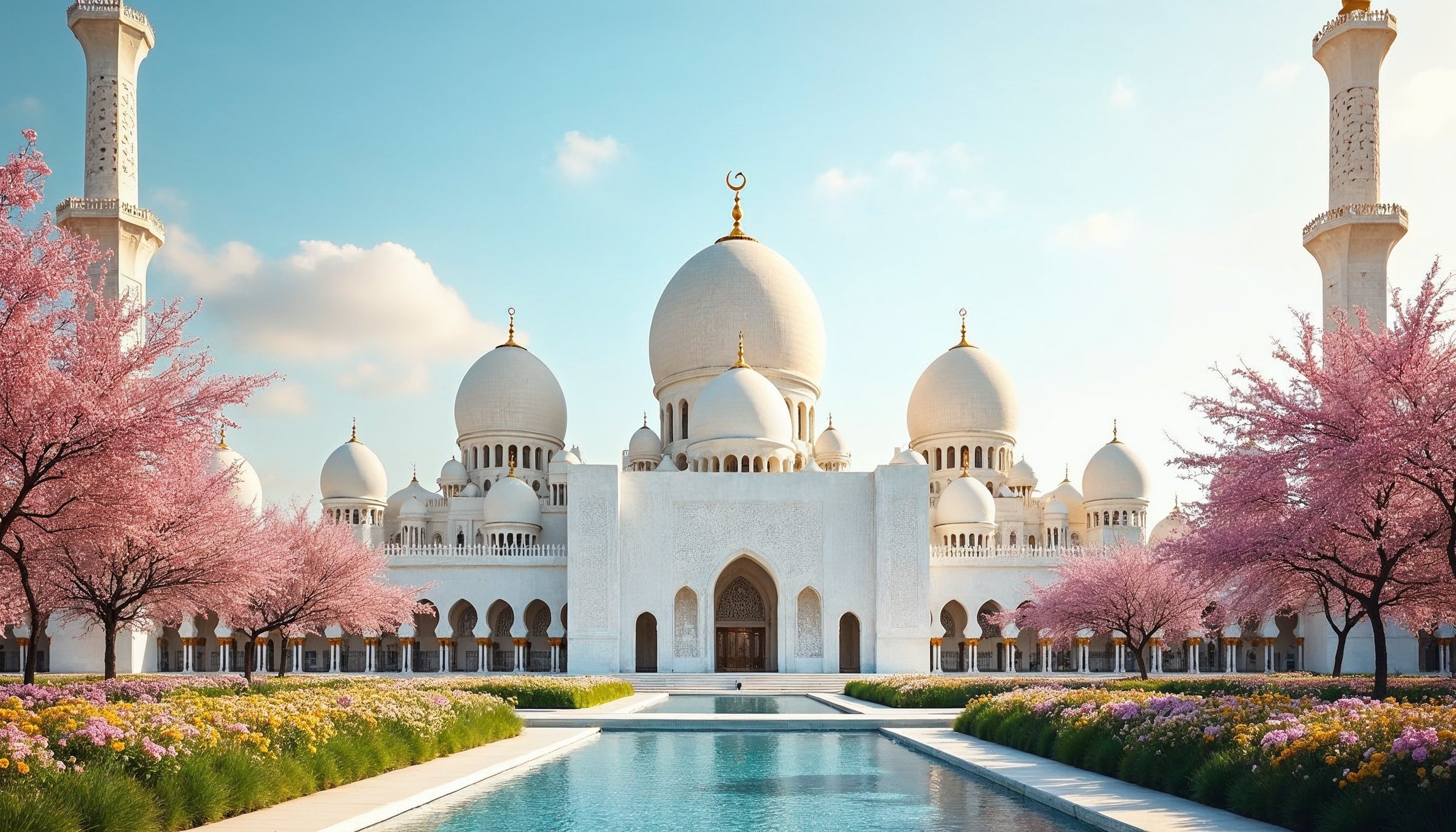 Sheikh Zayed Grand Mosque in Spring