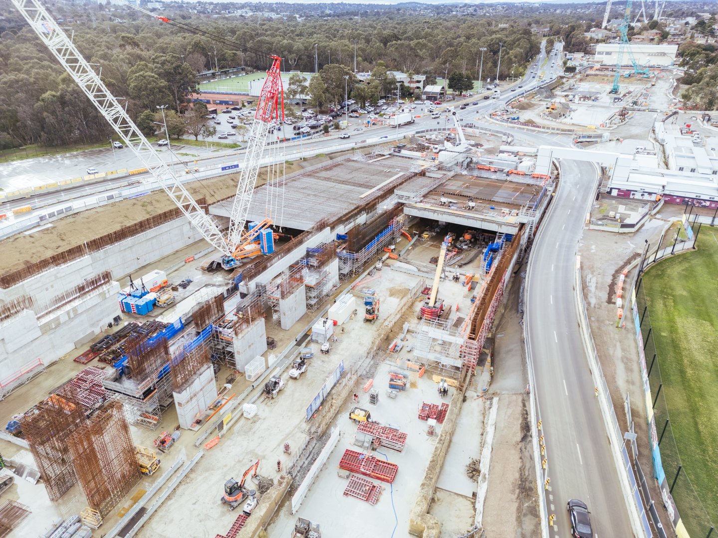 MELBOURNE, AUSTRALIA - JULY 27 2025: Parts of North East Link under construction in Bulleen, Melbourne, Victoria, Australia