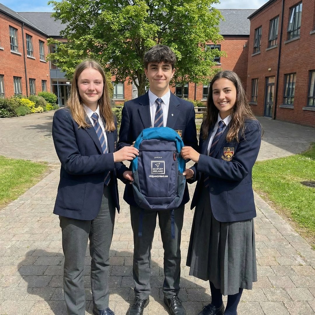Portrait of a teen student in the library of his school.