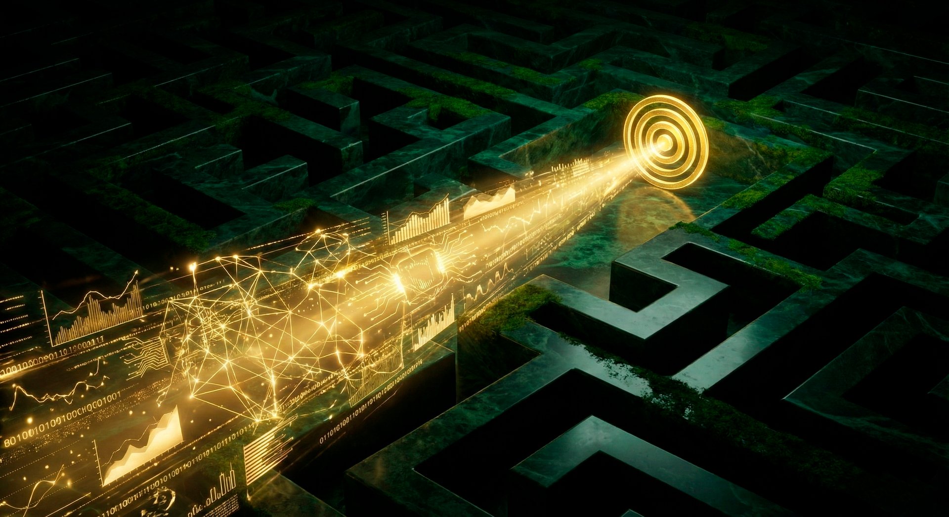 Growth Marketing conceptual graphic showing data visualization and strategic marketing elements