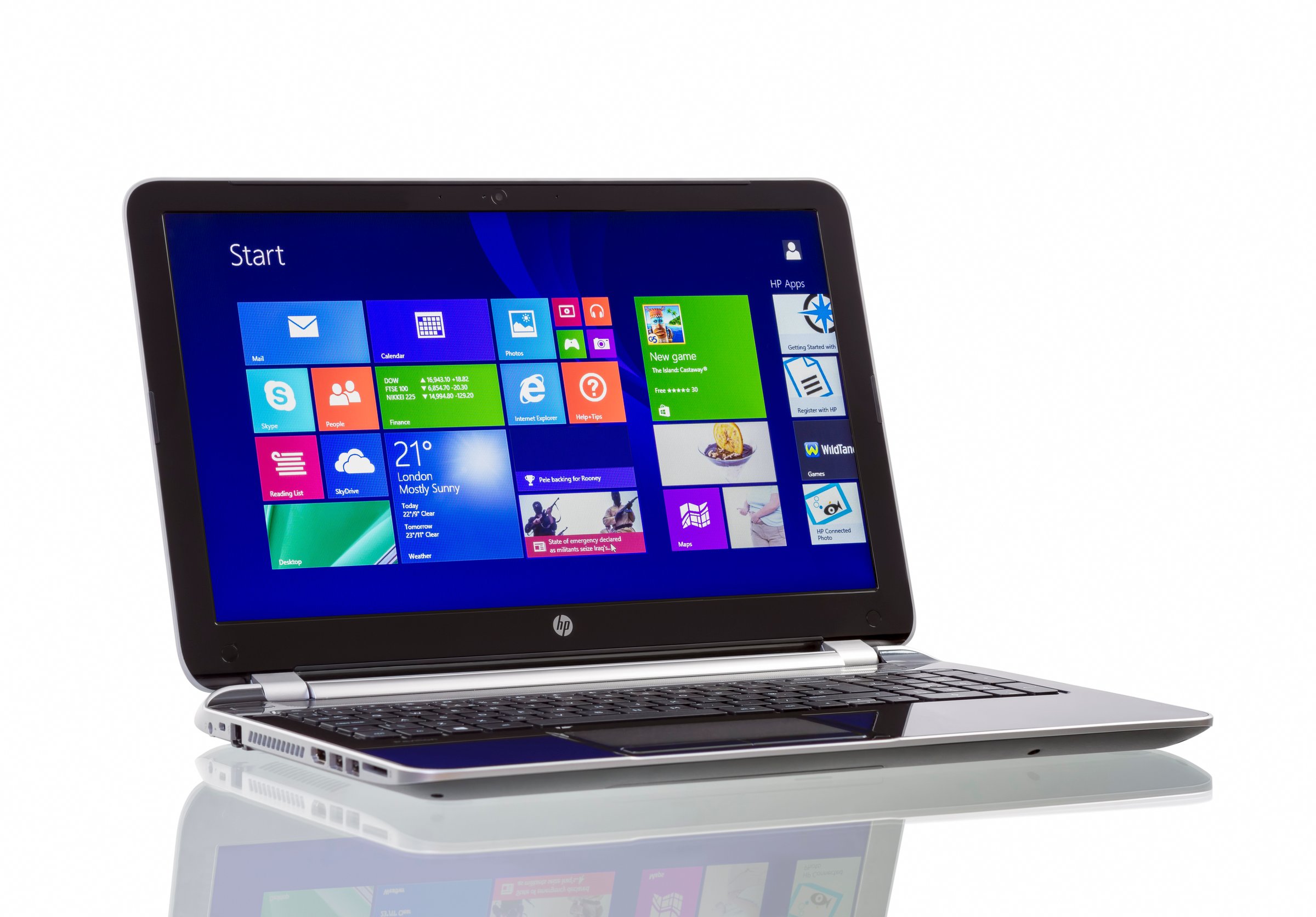 Galati, Romania - Junie 10, 2014: HP Pavilion 15-n230us Notebook PC (ENERGY STAR) with Windows 8.1, newest operating system from Microsoft.