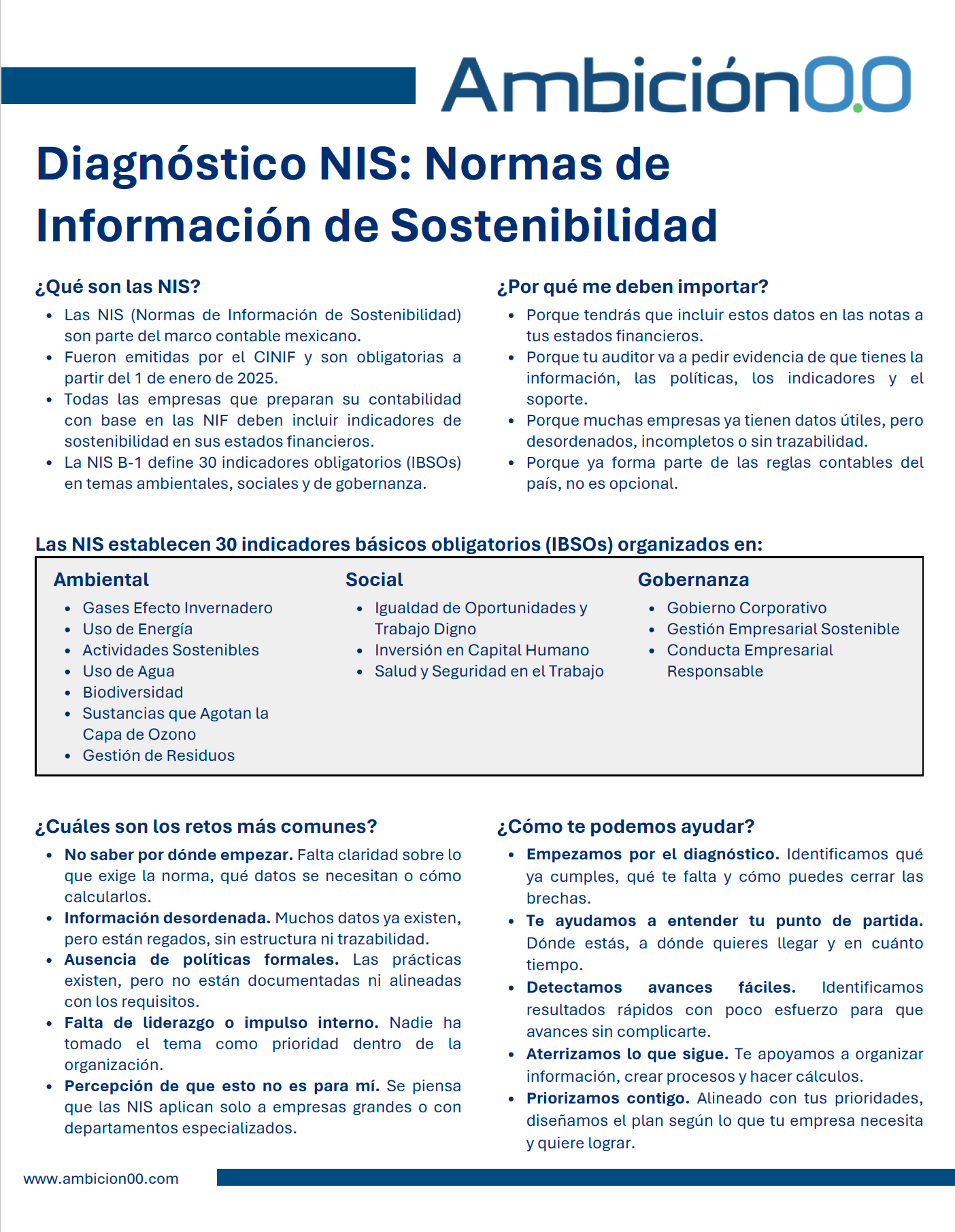 Brochure para el diagnóstico de las NIS