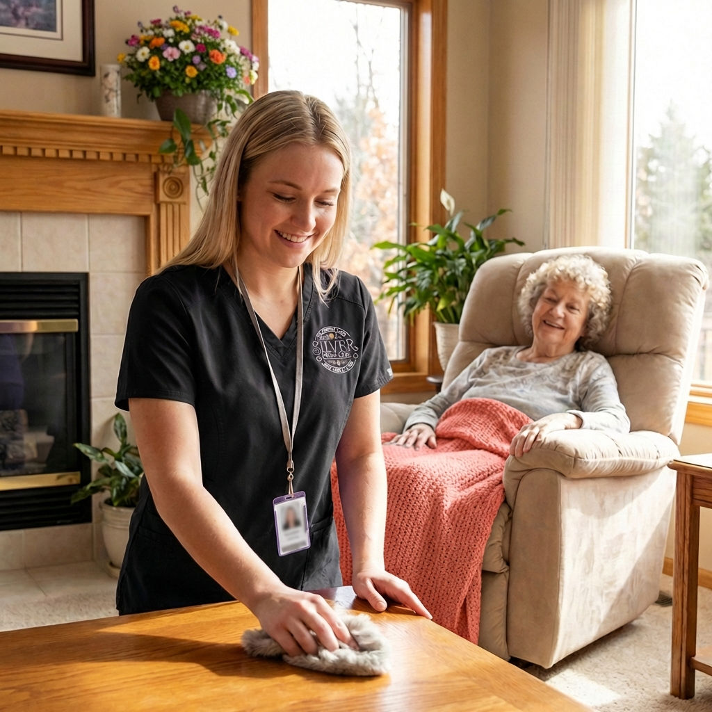 Woman with blanket on lap
