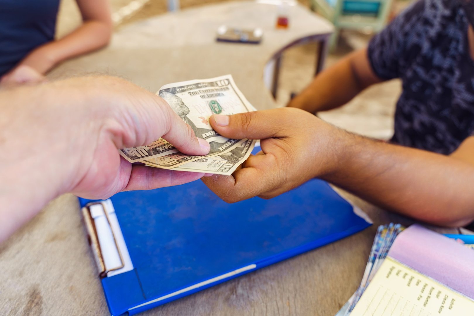 Transfer of money from hand to hand
