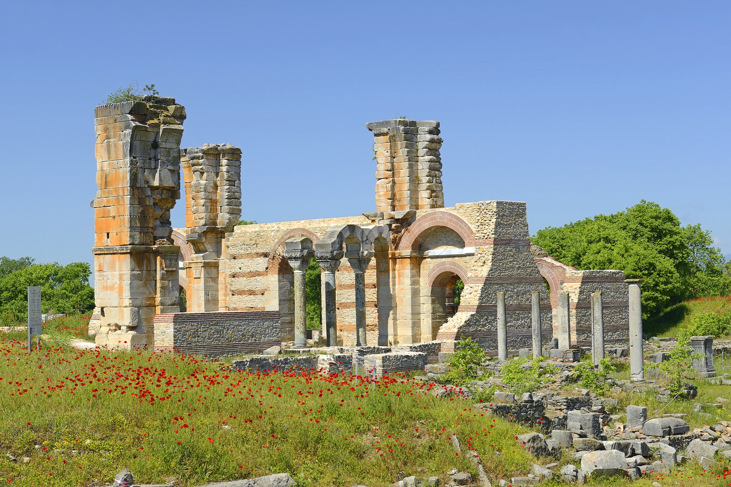 Ancient Ruins at archaeological area of Philippi near Kavala, Greece, UNESCO World Heritage Site