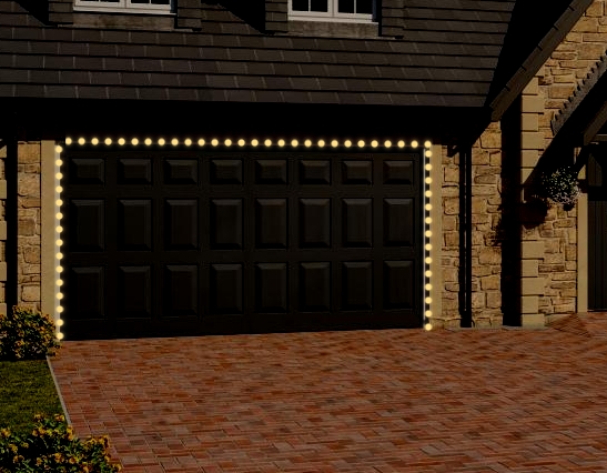 Double garage Christmas lighting mockup