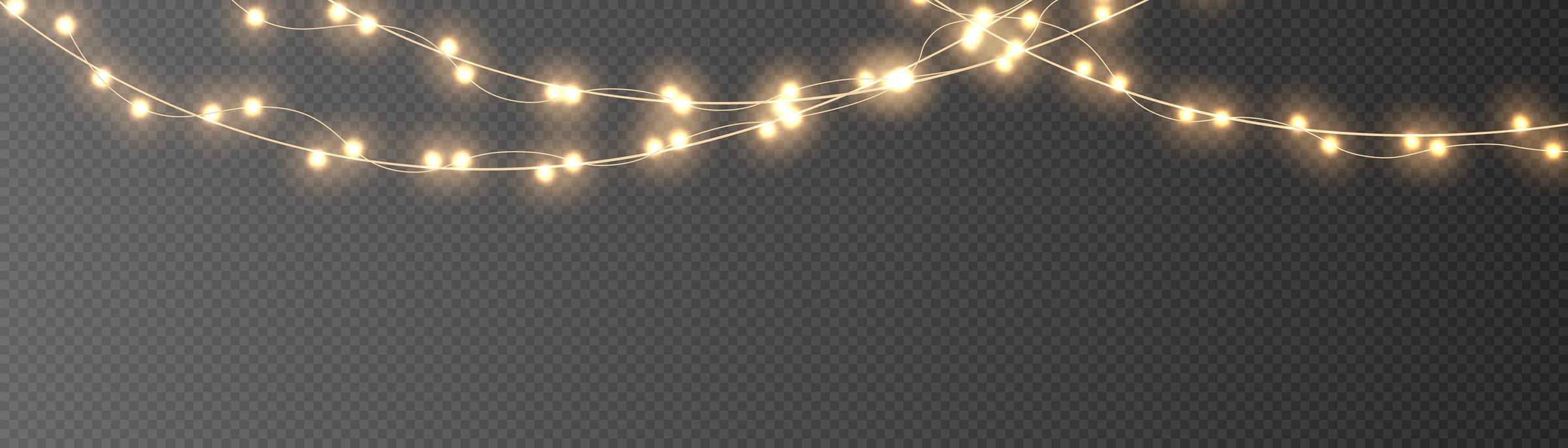Bright garlands with golden glitter