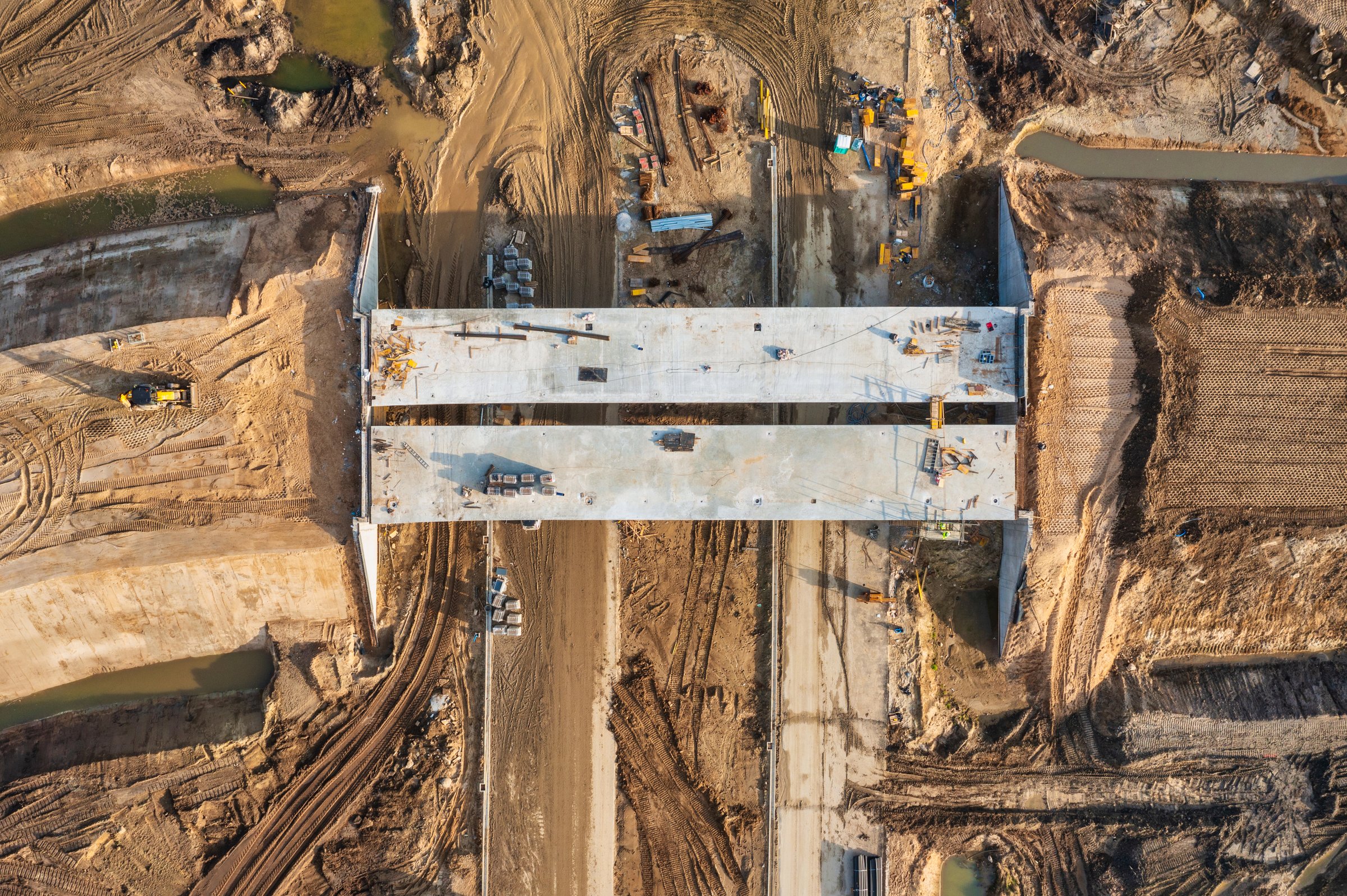 Construction of the new Tricity Metropolitan ring road in Pomerania. Poland