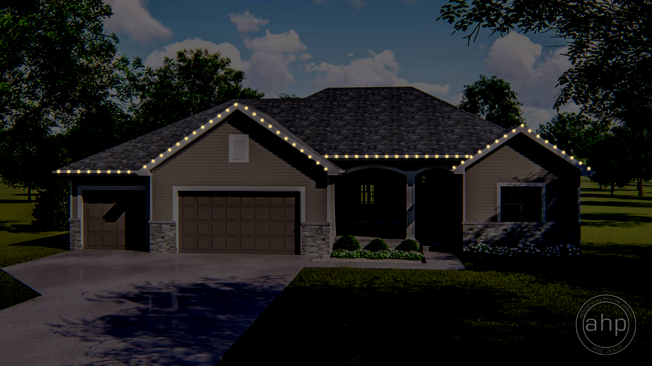 Single story house 150 feet Christmas lighting mockup
