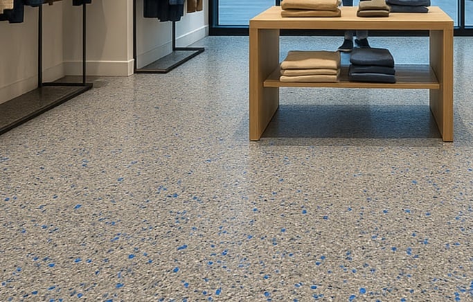 Retail showroom floor with coating