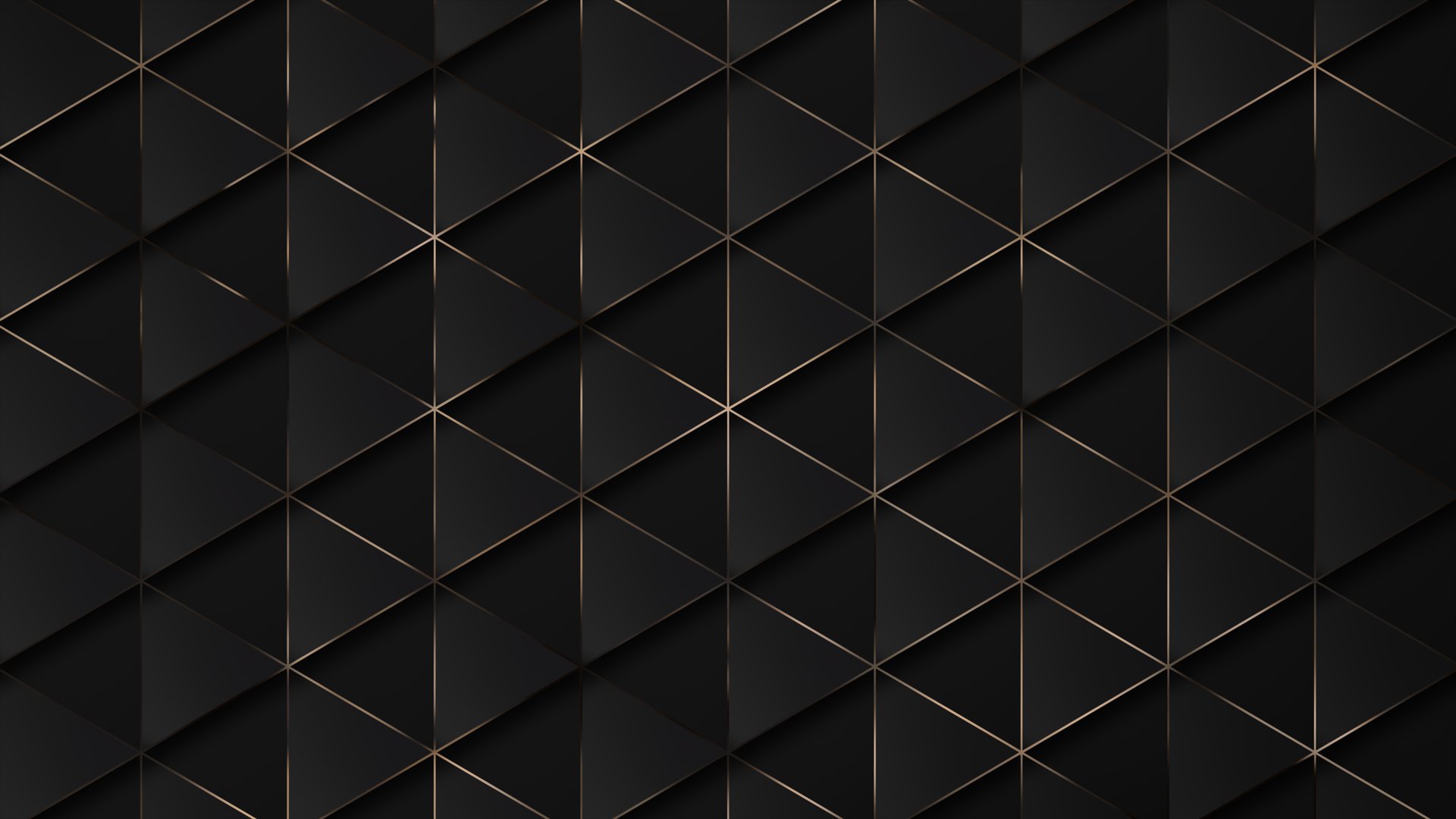 Abstract black background with gold. 4k black luxury geometric background with bronze metallic lines. Graphic ornament. gray black triangle pattern. Simple elegant 3d BG.