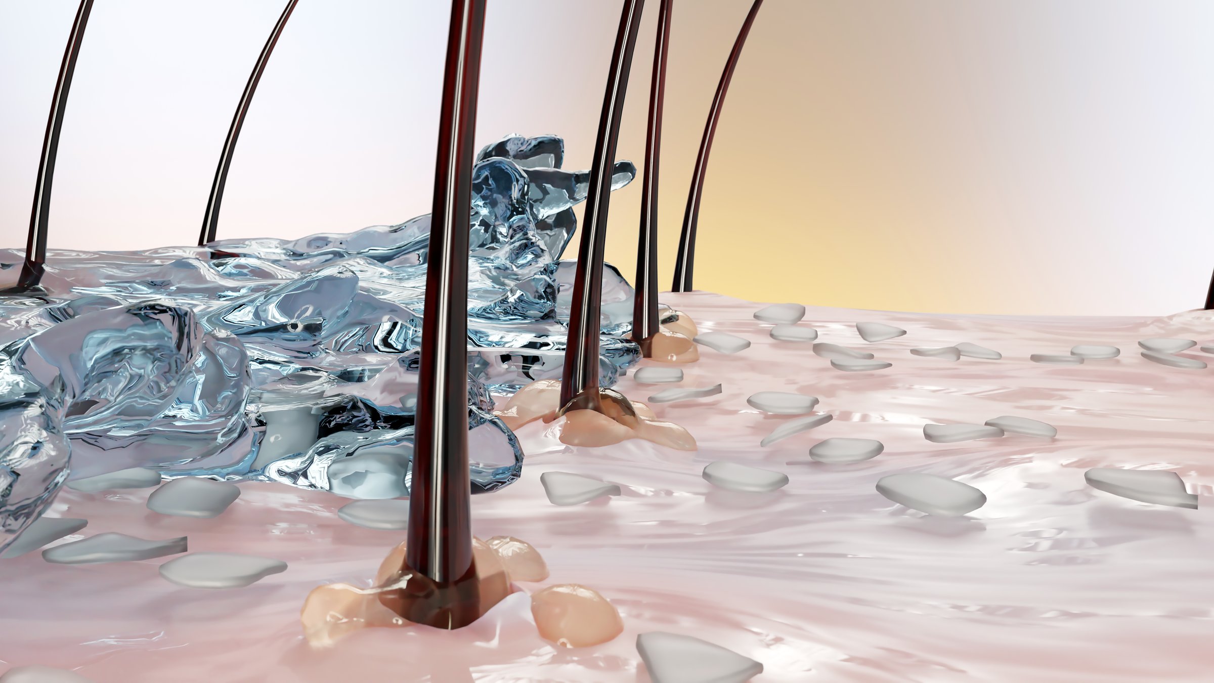 Treatment against Dandruff,  Serum nourish, Dermatitis occur, hair care. Anti-dandruff, shampoo removes dandruff on hair and scalp, restoring damaged hair and skin, Medical beauty concept, 3d render