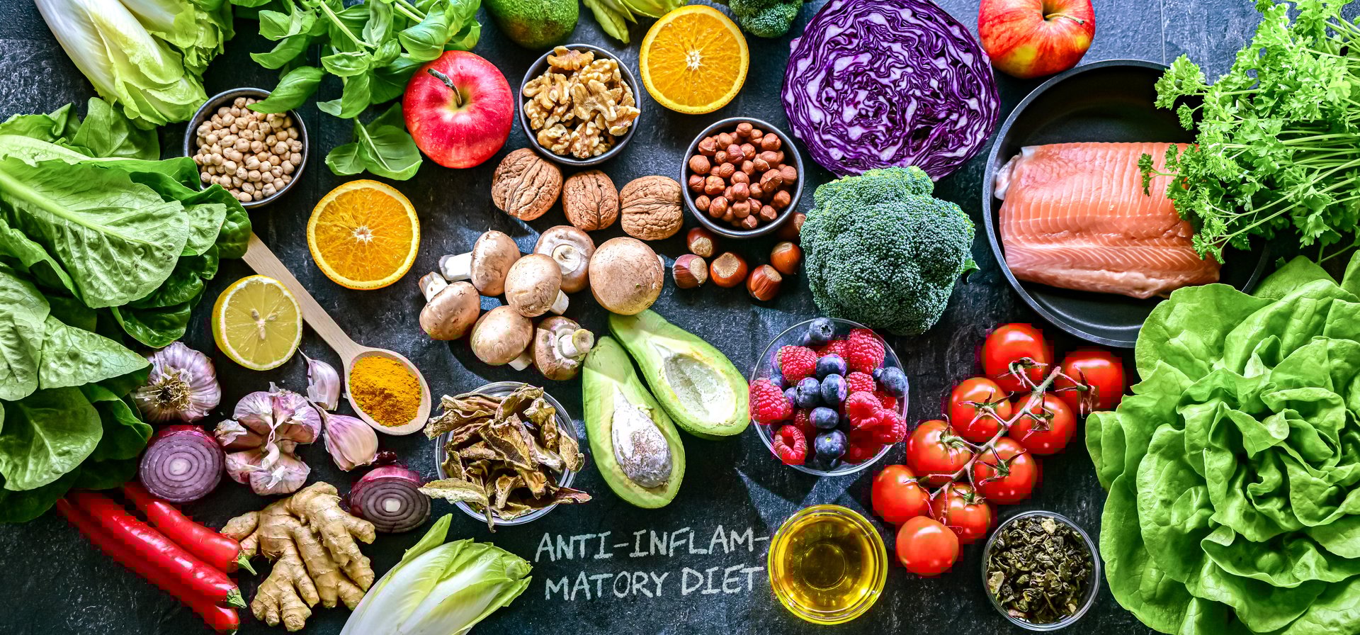 Foods representing anti-inflammatory diet.