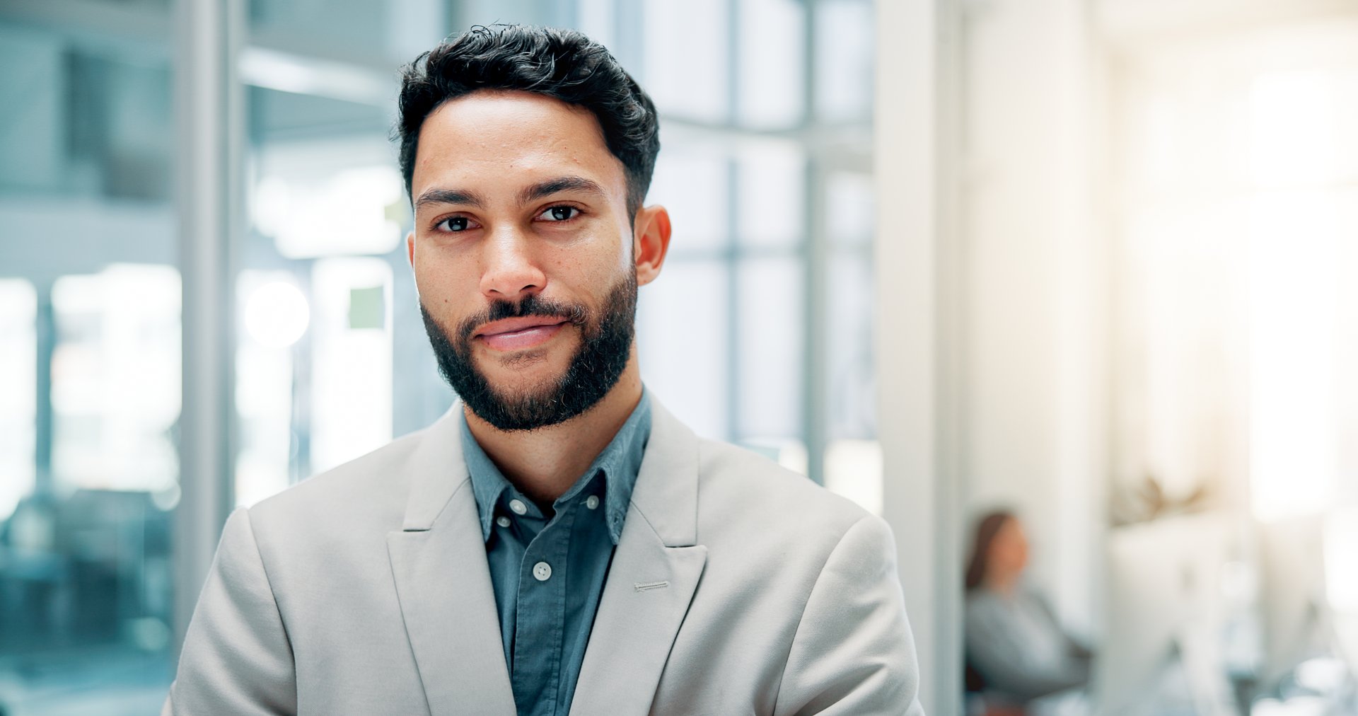 Portrait, employee and man with smile, office and confident for job promotion, corporate and auditor. Business, accountant and person with happiness for opportunity, company or ambition