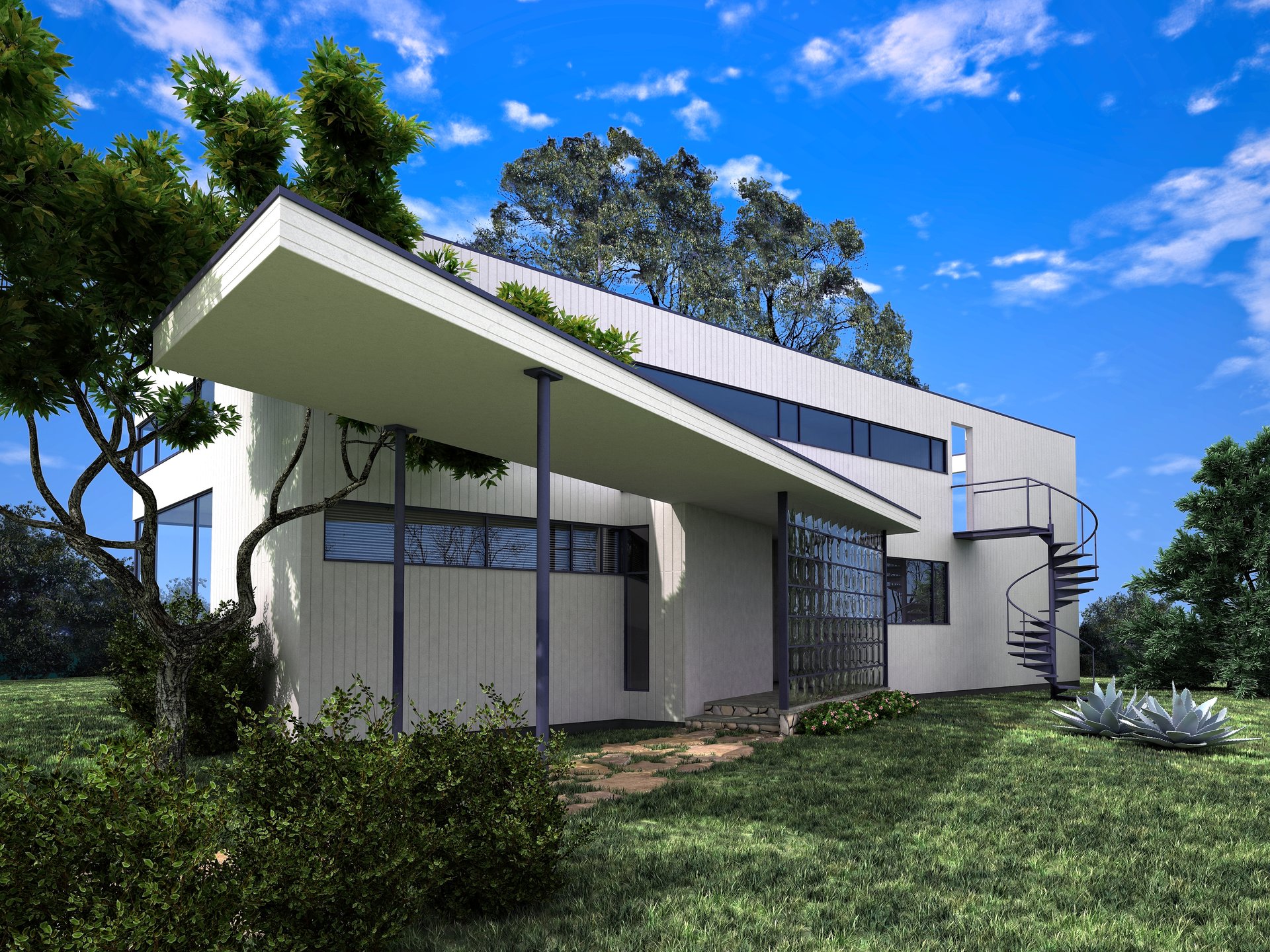 Modern city buildings exterior urban view. 3d render